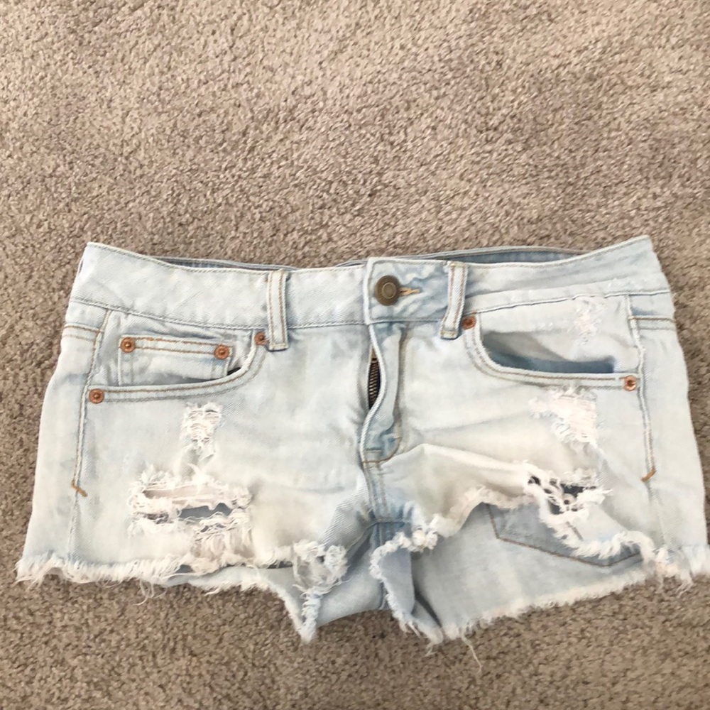 Whitewashed blue jean shorts